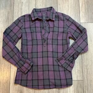 Kuhl Purple Gray Plaid Long Sleeve Button Up Shirt Women's Size Medium‎